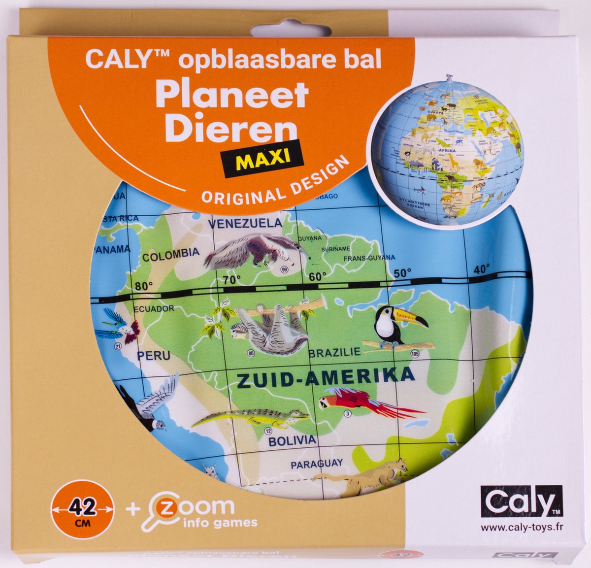 Opblaasbare wereldbol 42 cm Planeet Dieren