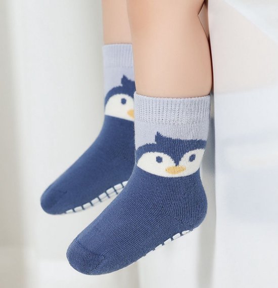 2 paar antislipsokken voor peuters, schattige babysokken met antislipsokken in het midden van de tube, katoenen sokken met een pasgeboren cartoon, ademende sokken voor kinderen, geschikt voor babyjongens en -meisjes-S (6-12 maanden)