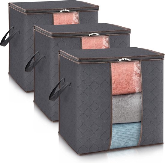 VOUNOT® 5 Stuks Grote Verhuis Opbergtassen, Opvouwbare Opslagtassen met Stevige Handgrepen en Rugzakriemen, Alternatief voor Verhuisdozen voor