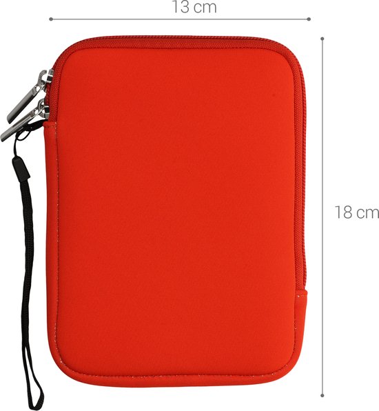 kwmobile Neoprene e-Reader Pouch Size 6" eReader - Universal eBook Sleeve Case with Zipper - Orange van Merkloos — afbeelding 2