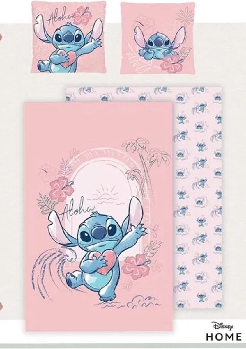 Omkeerbaar Dekbedovertrek 140x200 Katoen Oeko-Tex My Sweety Pop - Parure De Lit Enfant - Lilo&Stitch - Stitch Et Angel Beddengoed Frozen