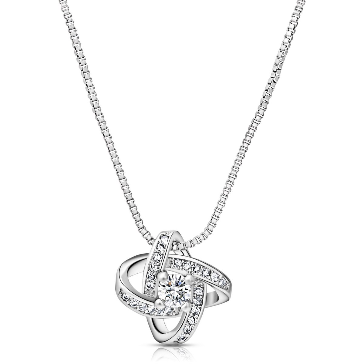 Juwelium Ketting + Flowerbox Geschenkset | Luxe Soulmate Ketting met Zirkonia | Perfect Cadeau voor Vrouw, Vriendin, Moeder, Dochter