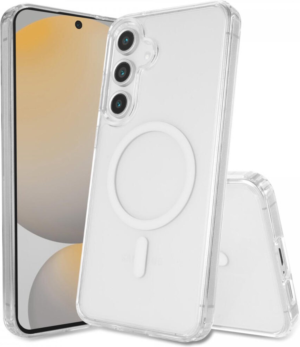 Hoesje Geschikt voor Samsung Galaxy S24 FE - Compatibel met MagSafe - Hard Back Cover met Magneet - Transparant
