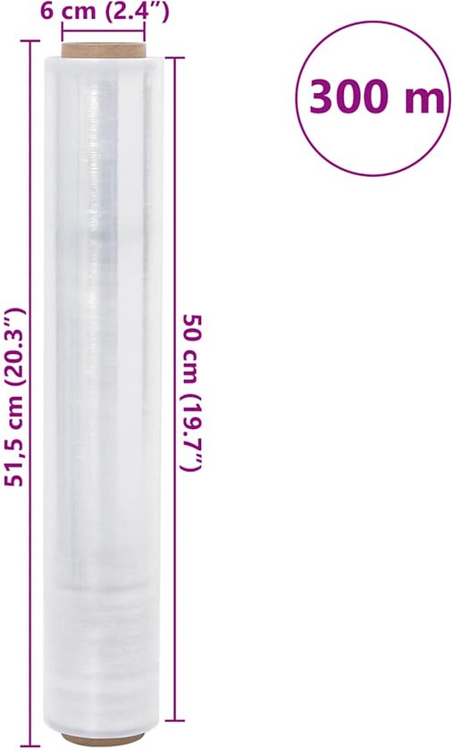VaGo Stretchfolie Palletfolie 50cm X 300m - 2 Rollen 17my Verpakkingsfolie