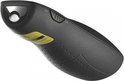 Zwarte Logitech R400 presenter met rode laser en een gele sticker.