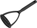 Écrase-pommes de terre noir Brabantia avec un long manche et un piston de forme ovale.