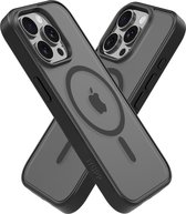 IYUPP Hoesje Geschikt voor iPhone 14 Pro Max Hoesje - Geschikt voor MagSafe - Shockproof Back Cover - Mat Zwart Transparant