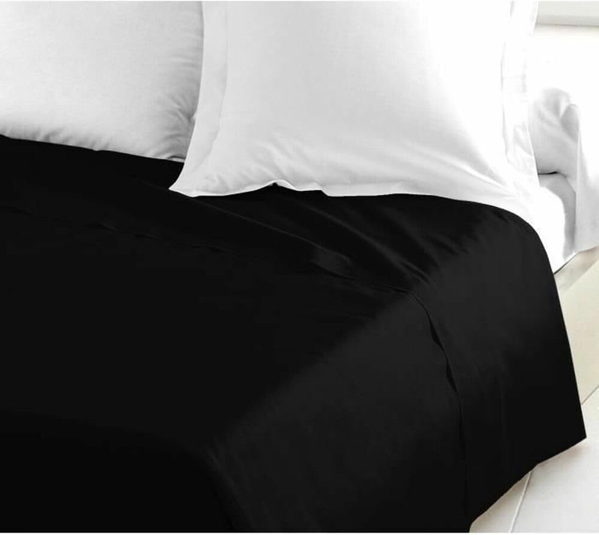 LOVELY HOME Drap Plat 100% coton 180x290 cm noir