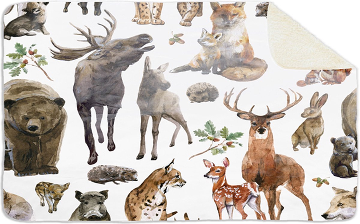 Fleecedeken Wildlife klein, 96x146cm, Polyester Sherpa