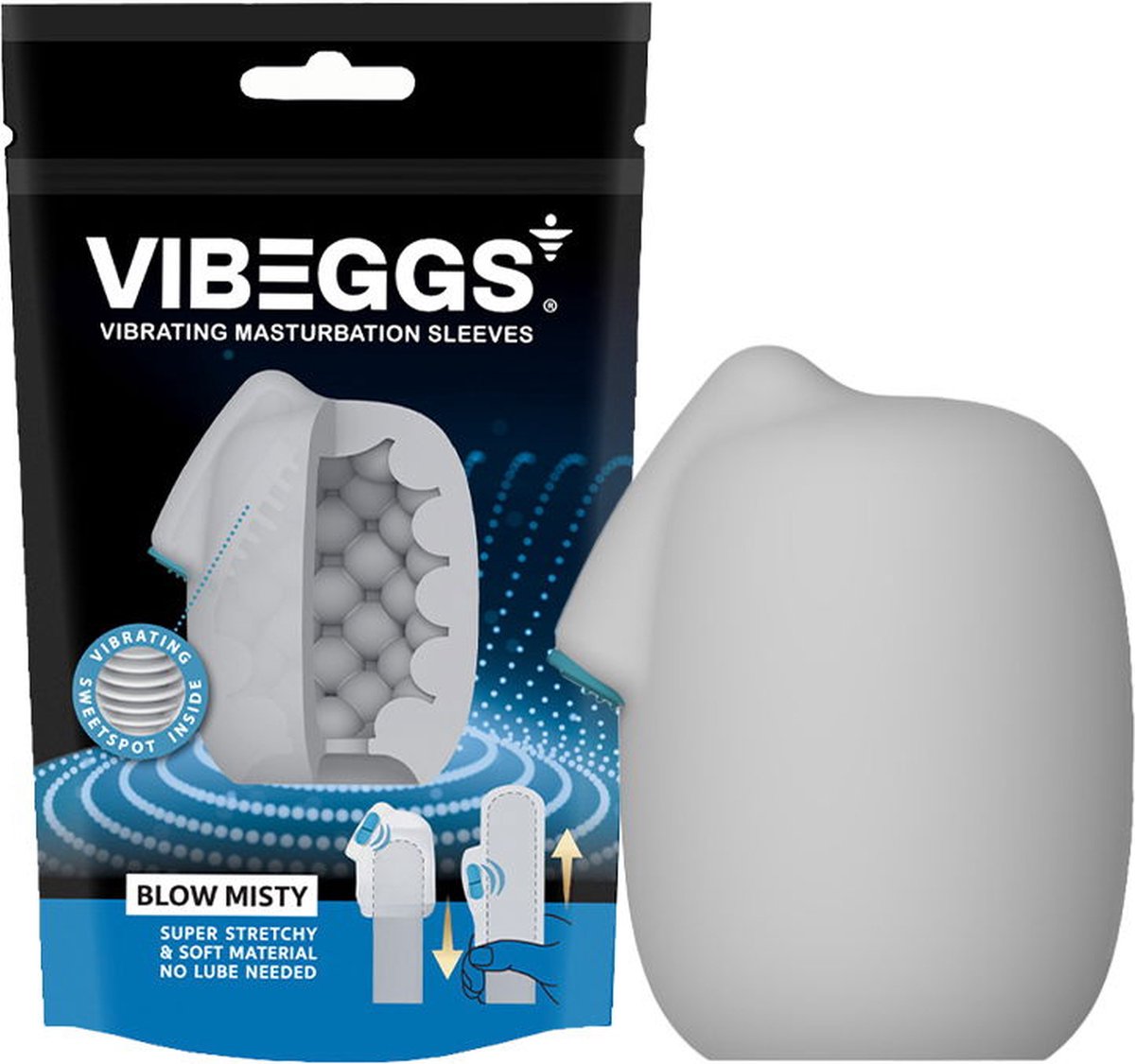 Goedkoopste VIBEGGS - Blow Misty - Vibrerende Masturbatie Sleeve èn Vinger Vibrator - Wit