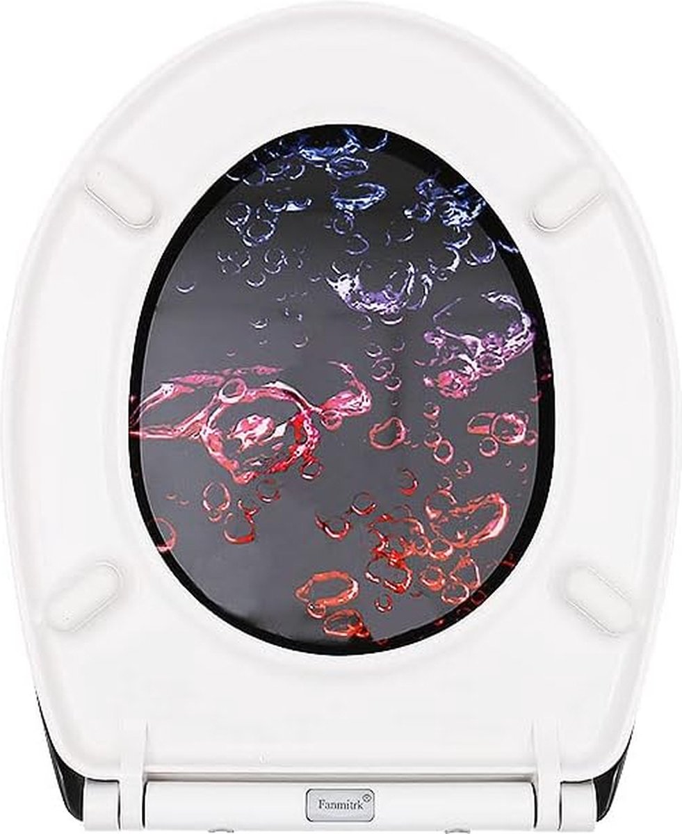 Fanmitrk Wc-bril, met print, met softclosemechanisme, toiletdeksel met Quick Release-functie, duroplast wc-deksel, te monteren van bovenaf (UF0112