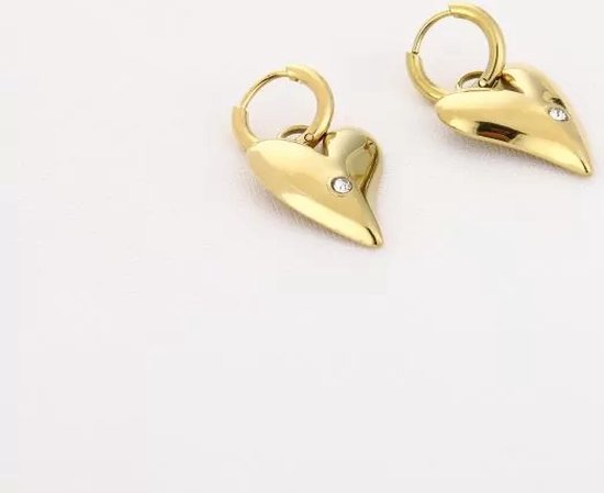 Bijoutheek Boucles d'oreilles pendantes d'Oreilles Coeur Zircone Goud