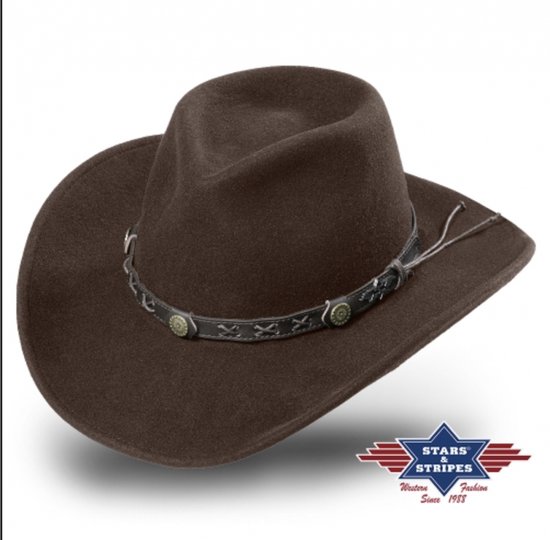 Chapeau en laine Chapeau en feutre Chapeau western Walker Brown taille S