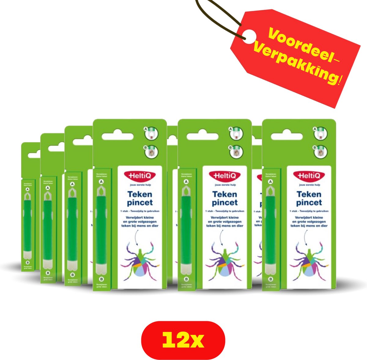 Goedkoopste 12 x HeltiQ Tekenpincet - Voordeelverpakking!
