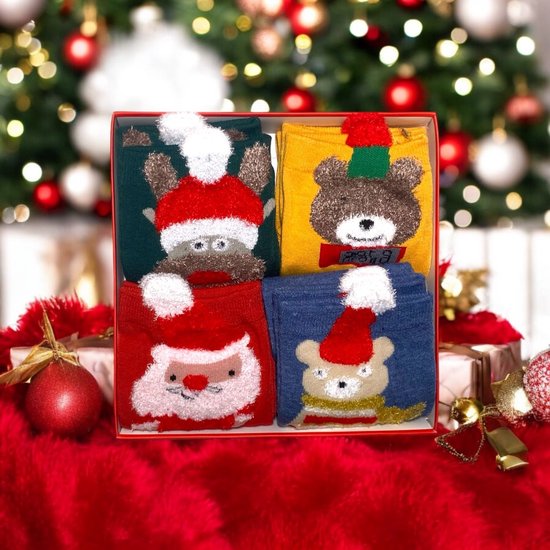 Grappige Sokken voor Dames en Heren Thermische Sokken voor Mannen Dikke Warme Winter Knuffelsokken Uniseks Kleurrijke Sokken, Kerstsokken, Kerstcadeaus (Geel, 40-46