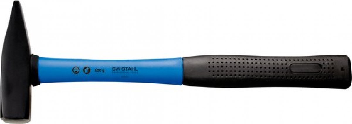 SW-Stahl 50405L Slotenmakershamer met glasvezelsteel 500g I hamer met rubberen steel I gereedschapshamer met glasvezelsteel I hamer 500g kopgewicht