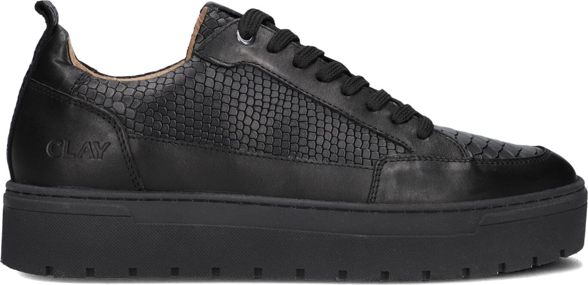 CLAY Lpivar Sneakers - Leer - Heren - Zwart - Maat 46