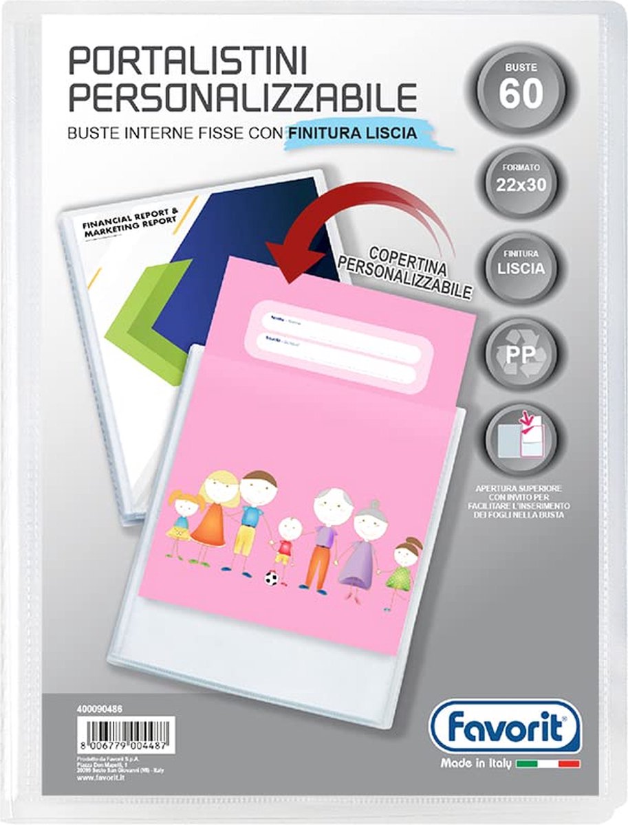 Favorit 400090486, Presentatiemap, A4, Polypropyleen (PP), Transparant, Mat, Portret