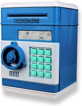 Modito Kluis met Pincode Blauw PRO - Spaarpot - Automatisch Spaarvarken voor Kinderen - Munten & briefgeld - Educatief sparen - Met Nederlandse instellingen