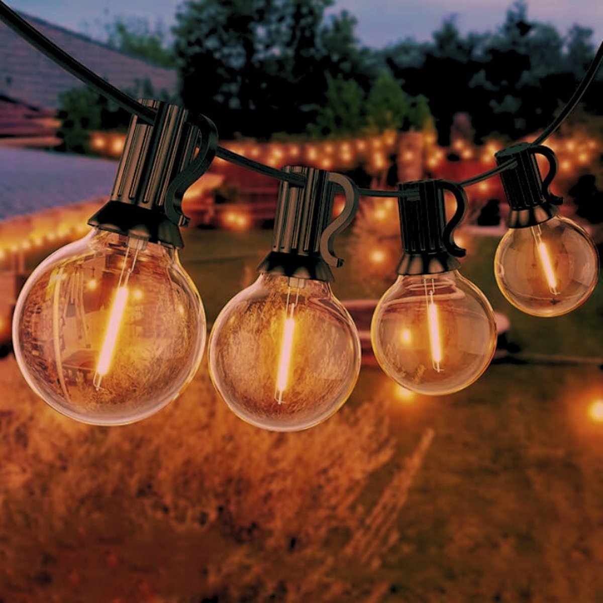15 Meter Lichtsnoer Buiten Met 250+1 Gloeilampen - IP45 Waterdicht - Warmwitte 2700K Verlichting Voor Tuin - Terras - Feesten En Bruiloften