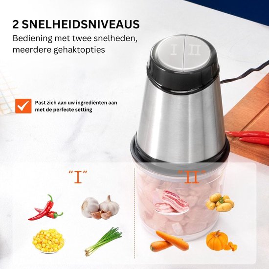 DailySupplies® Elektrische Groentesnijder Multifunctioneel - Vleesmolen - Gehaktmolen - Uiensnijder - Zilver — afbeelding 2
