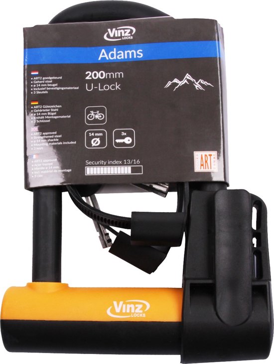 VINZ Adams ART 2 Beugelslot / Fietsslot - 20cm van VINZ — afbeelding 2