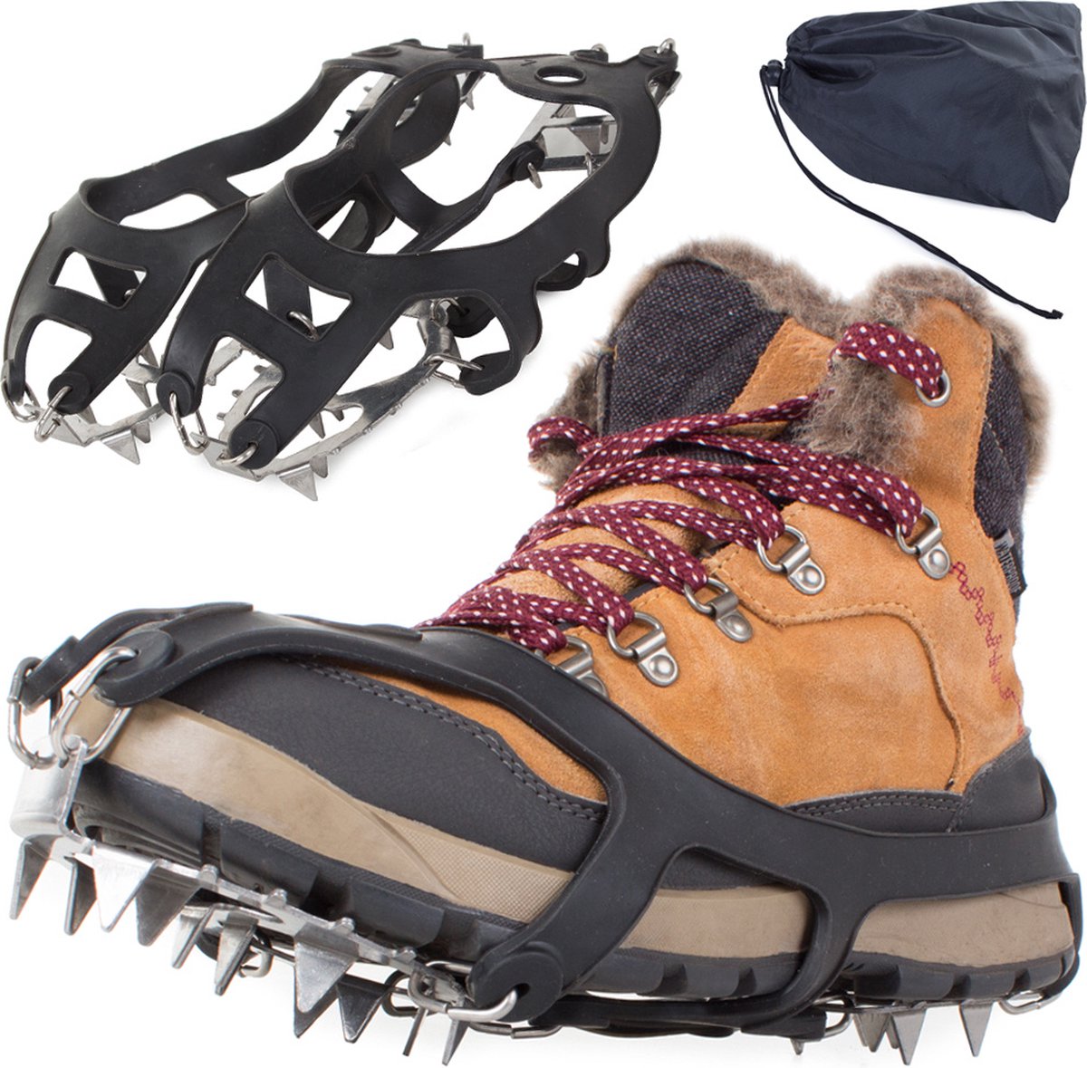 Schoenspikes – Ijsstijgijzers Maat XL (45-50) – 10 Stalen Spikes – TPE Materiaal – Antislip – Voor Wandelen, Ijswintersport En Buitenactiviteiten
