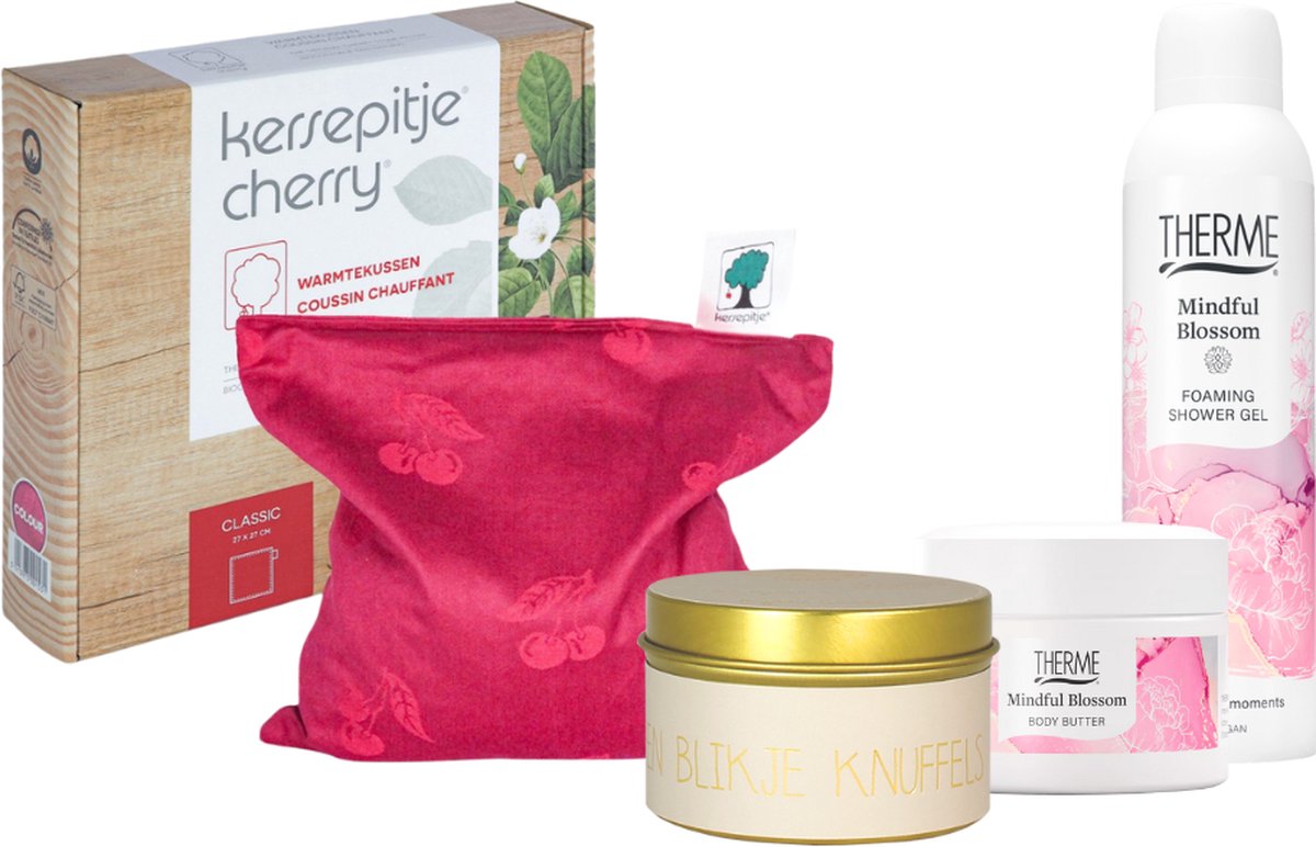 Goedkoopste Therme Mindful Blossom & Kersepitje Warmtekussen - Therme Foaming Showergel Mindful Blossom - Therme Body Butter Mindful Blossom - Kersepitje Warmtekussen
