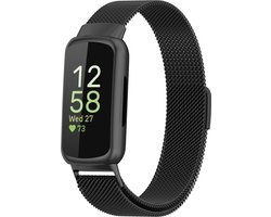 By Qubix - Compatible Fitbit bandje - Geschikt voor fitbit Inspire 3 - Milanese bandje - Zwart