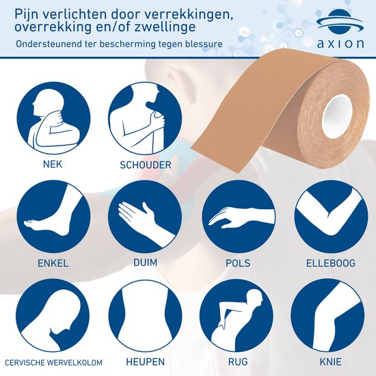 axion® - Tape de Kinésiologie Set de 2 bleu beige | Etanche • doux pour la peau • élastiques • bandage adhésif | bande physio optimale pour le sport et un usage quotidien.
