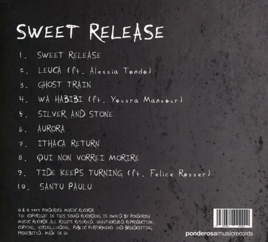 Hoestekst met tracklist: Sweet Release, Leuca, Ghost Train, Wa Habibi, Silver and Stone, Aurora, Ithaca Return, Qui Non Vorrei Morire, Tide Keeps Turning, Santu Paulu. Gemaakt in DE.