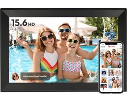 Digitale fotolijst met WiFi en Frameo App - 15.6 inch HD+ IPS Display - Fotokader met Touchscreen - 32GB - Zwart - frameo digitale fotolijst - digitale fotokader - digitaal fotolijstje