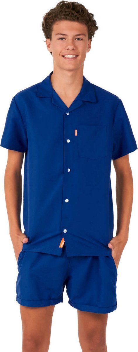 OppoSuits Tiener Navy Royale - Jongens Zomer Set - Bevat Shirt En Shorts - Blauw - Maat: EU 134/140 - 10 Jaar