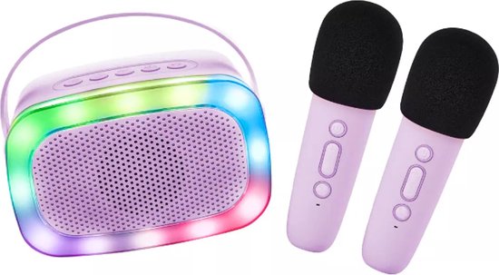 DYNASONIC -  3rd Gen  Draagbare Bluetooth Luidspreker Met Karaoke Modus En Microfoon Fm Radio En Sd Usb Lezer Model 12 2 Microfoons
