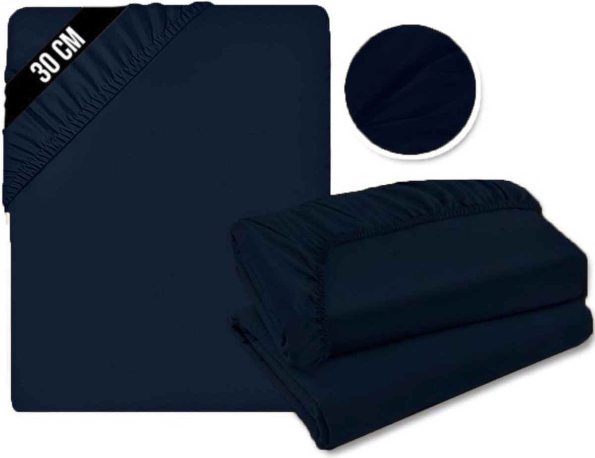 Matrasovertrek 180x200 - Hoeslaken - Matrashoes - Super Zacht - Donker Blauw