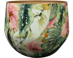 TS Collection - Bloempot Designed by Lammie - Monstera mystery - 33x28 - Metaal & Epoxy - Exclusieve woonitems voor binnen - Handgemaakt - Unieke print - Designed by Lammie
