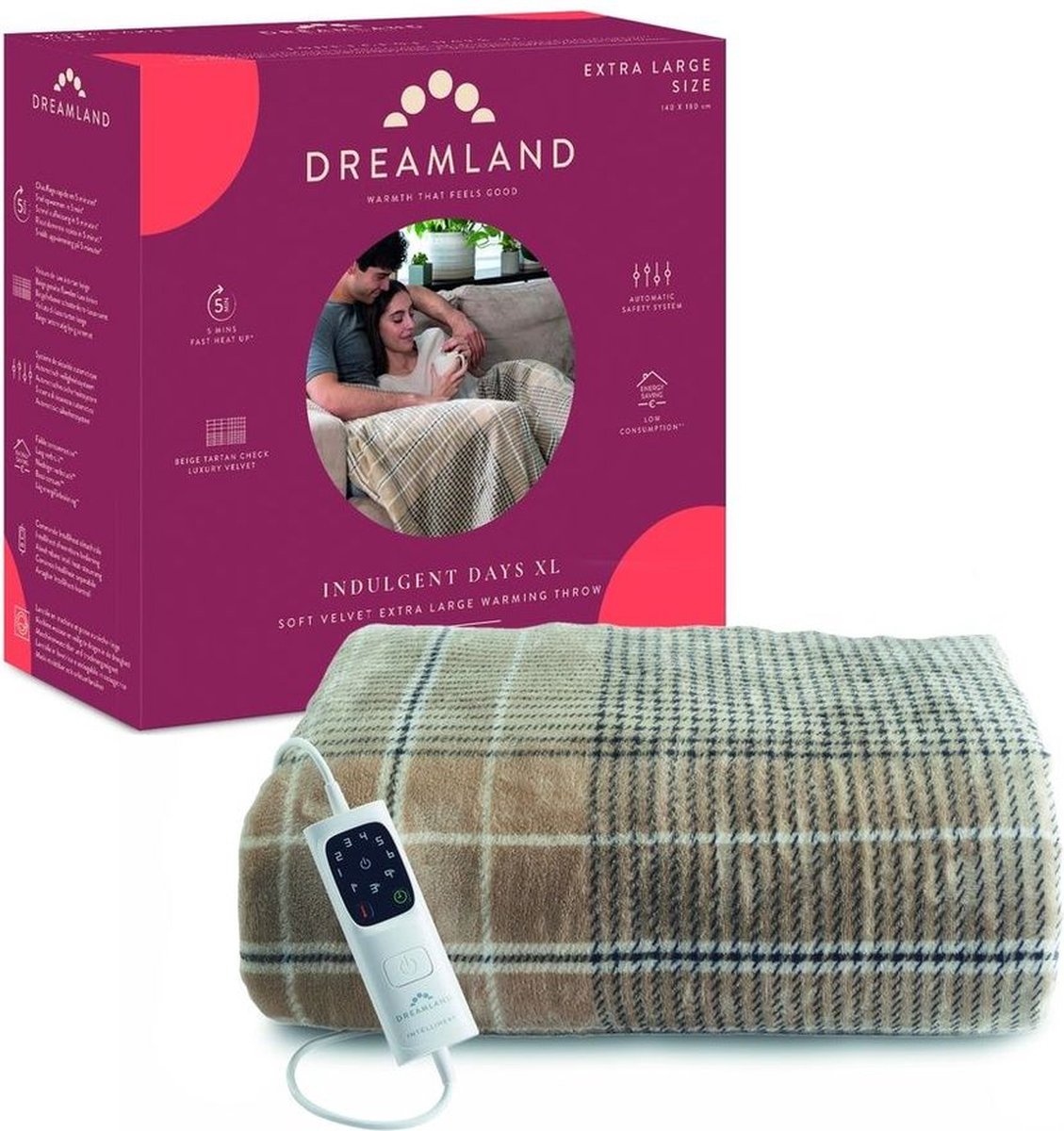Dreamland 26051 - Elektrische deken - Tweepersoons bovendeken - 180x140cm - Bruin - Dreamland - €107,60