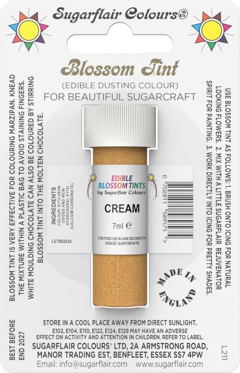 Sugarflair Eetbare Kleurpoeder - Crème - 7ml - Voedingskleurstof