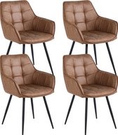 Bol.com Colenis - Oriana Eetkamerstoel - Set Van 4 - Cognac - Microvezel - Microfiber - Industrieel aanbieding