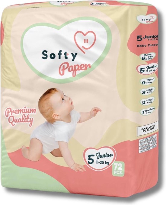 Softy Paper - babyluiers - maat 5(11-25kg) - 72 luiers - Pampers soortgelijk - baby
