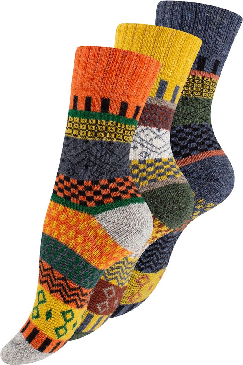 Hygge wollen sokken – 2 paar – bonte frisse kleuren – zacht en warm – maat 35/38