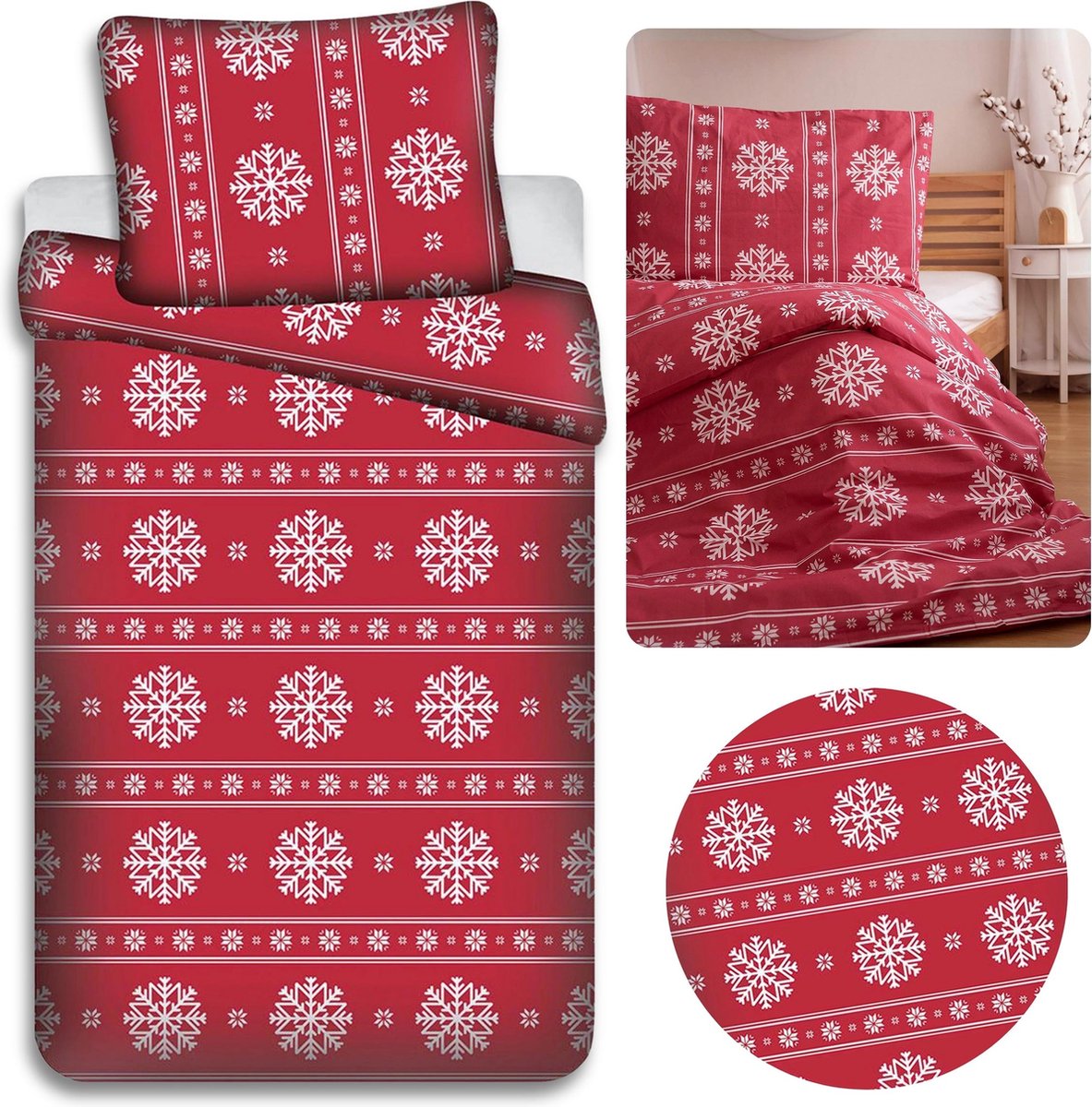 Kerst Beddengoed, Katoenen Beddengoed met Rits 140cm x 200cm