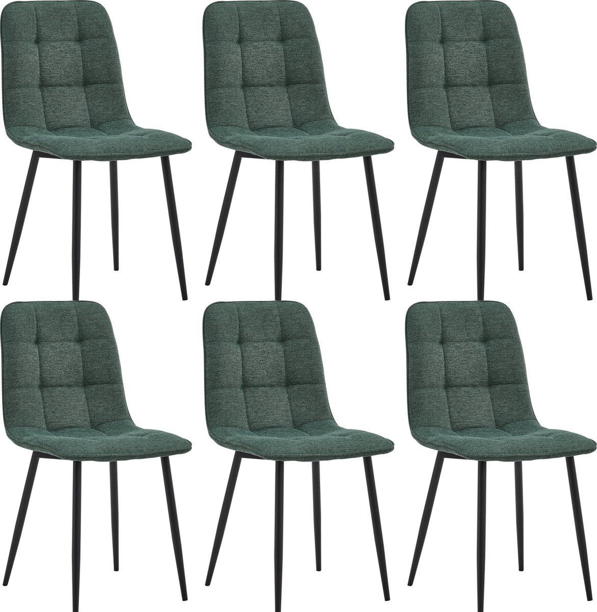 Colenis - Ela Eetkamerstoel - Set Van 6- Groen - Linnen - Design