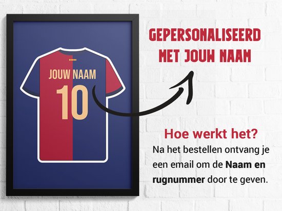 3-Liège Voetbal Poster Set Barcelona - Posters personnalisés avec votre propre nom et numéro - 30 x 40 cm