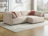 Bol.com Vente-unique Zitbank met rechtse hoek in beige textuurstof LOUSOPA van Maison Céphy aanbieding