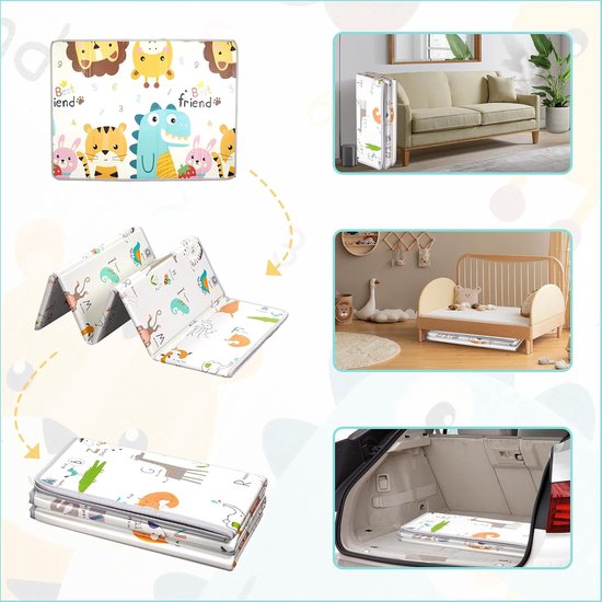 Opvouwbare Speelmat Grote Waterdichte Baby-speelmat voor Kruipende Speelmat met Schuimvulling 110 X 110 Cm / 43.3 X 43.3in