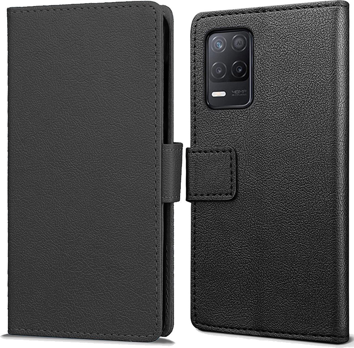 Cazy hoesje geschikt voor Realme 8 (5G) Hoesje met Pasjeshouder - Bookcase Classic - Zwart