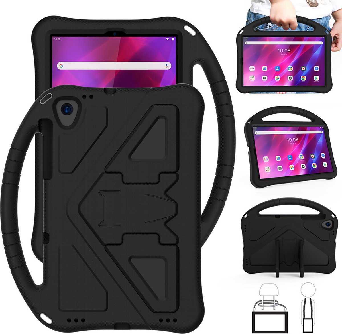 Cazy Tablet Hoes Kinderen geschikt voor Lenovo Tab K10 - Kinderhoes Tablet Classic - Zwart