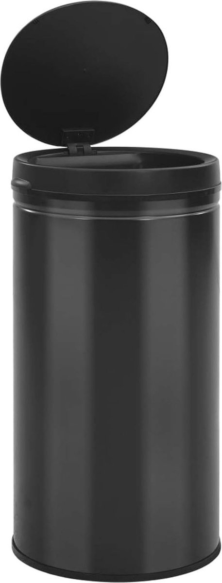 Automatische Vuilnisemmer met Sensor en Afneembaar Deksel - 60 Liter, Zwart Koolstofstaal