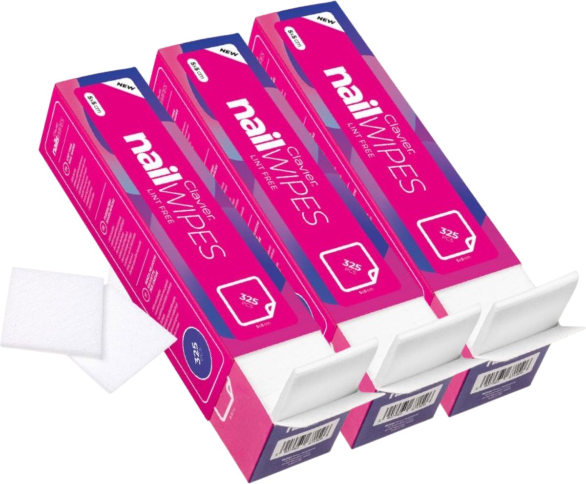 Clavier Nail Wipes Pluisvrij Nagel Doekjes - 975 stuks - Goed Absorberende Stofvrije Removal Wipes - Wattenschijfjes zijn geschikt om Makeup te verwijderen